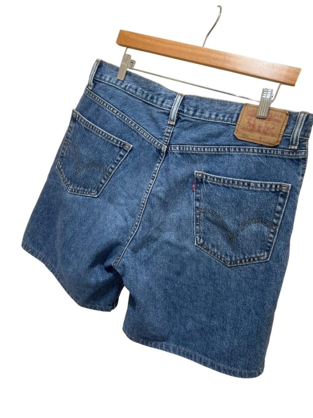 Levis Y2K 550 Mens Relaxed Fit Blue Denim Jean Shorts Jorts Size 36